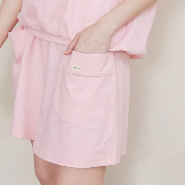 【Fantino 凡第諾】MIT有機棉寬版短袖睡衣套裝-櫻花粉(睡衣/居家服套裝/家居服套裝)