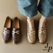 【JP Queen New York】春漾時髦金屬扣樂福真皮鞋(2色可選)