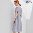 【Diffa】灰白條紋緹花連身洋裝-女