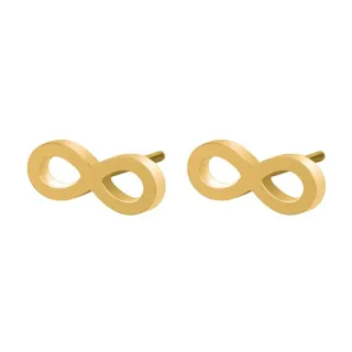 【VIA】白鋼耳釘 白鋼耳環 符號耳環/符號系列 無限符號造型白鋼耳釘(金色)