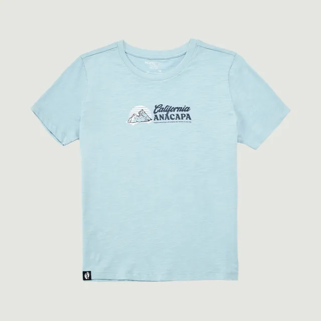 【Hang Ten】女裝-REGULAR FIT竹節棉國家公園夕陽印花短袖T恤(淺藍)