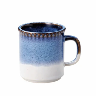 【美濃燒】日本製 美濃燒 漸層釉色山脈馬克杯 茶杯 水杯(馬克杯2入組 海軍藍+棕 330cc)