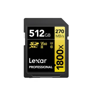 【Lexar 雷克沙】Professional 1800x SDXC UHS-II 512G記憶卡 GOLD 系列