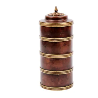 【十方佛教文物】紅銅寶罐四層米盒(平安財運順利)