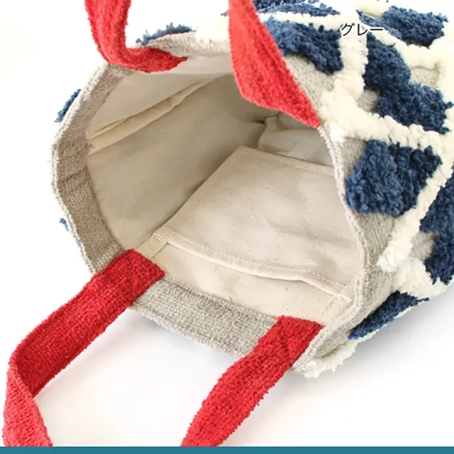 【日本TOMO】日本原裝100%純棉環保帆布包 肩背包 環保袋 帆布袋 托特包(藍灰款/紅白款)