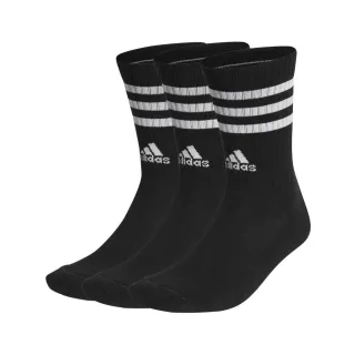 【adidas 愛迪達】男女運動中筒襪-三雙入-襪子 長襪 慢跑 訓練 愛迪達 黑白(IC1321)