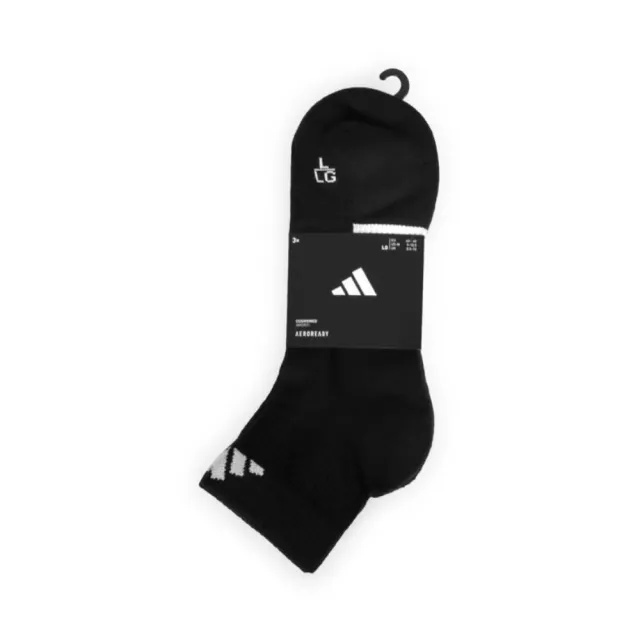 【adidas 愛迪達】男女運動短襪-三雙入-襪子 訓練 慢跑 愛迪達 黑白(IC9519)