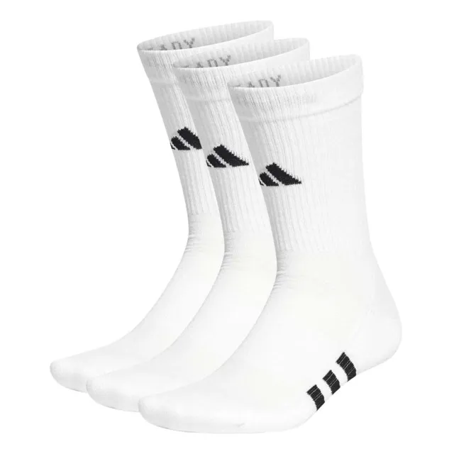 【adidas 愛迪達】男運動中筒襪-三雙入-襪子 長襪 吸濕排汗 訓練 慢跑 愛迪達 白黑(HT3452)