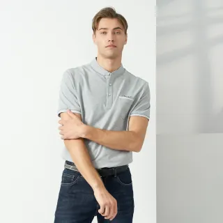 【pierre cardin 皮爾卡登】休閒服飾 男款 素色小立領短袖polo衫-灰色(5237210-95)