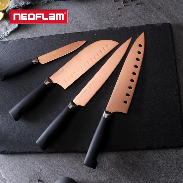 【NEOFLAM】鈦金刀具4件組(水果刀5吋/三德刀7吋/切片刀8吋/主廚刀8吋)