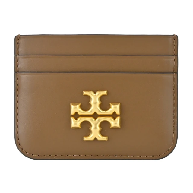 TORY BURCH ELEANOR 雙T金字LOGO卡片夾(棕色)