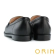 【ORIN】牛皮拼接布面馬銜釦平底樂福鞋(黑色)
