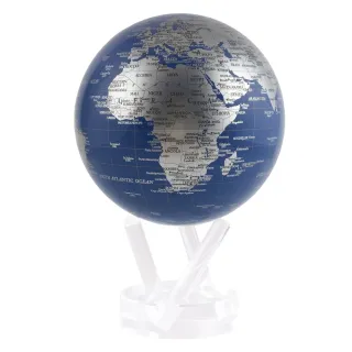 【MOVA】光能地球儀 - 古典銀藍地圖Blue and Silver  4.5英吋(居家擺設．精緻送禮．轉運．紀念日．母親節)