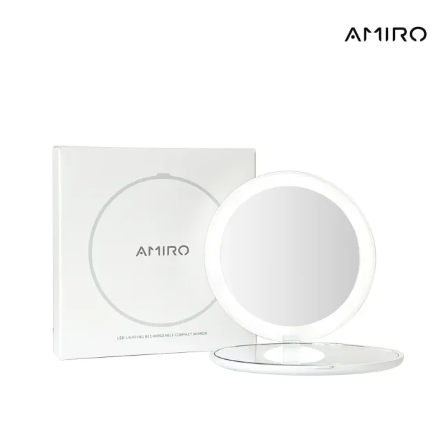 【AMIRO】LED隨身化妝鏡-白色(隨身鏡 情人節禮物 新年禮物)