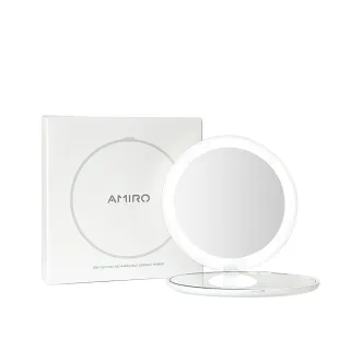 【AMIRO】LED隨身化妝鏡-白色(隨身鏡 自拍鏡 輕巧收納  情人節禮物)