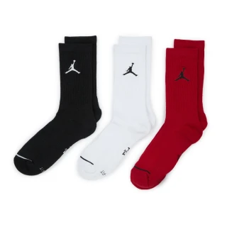【NIKE 耐吉】襪子 Jordan Everyday   三色 黑 白 紅 三雙入 長襪 喬丹(DX9632-902)