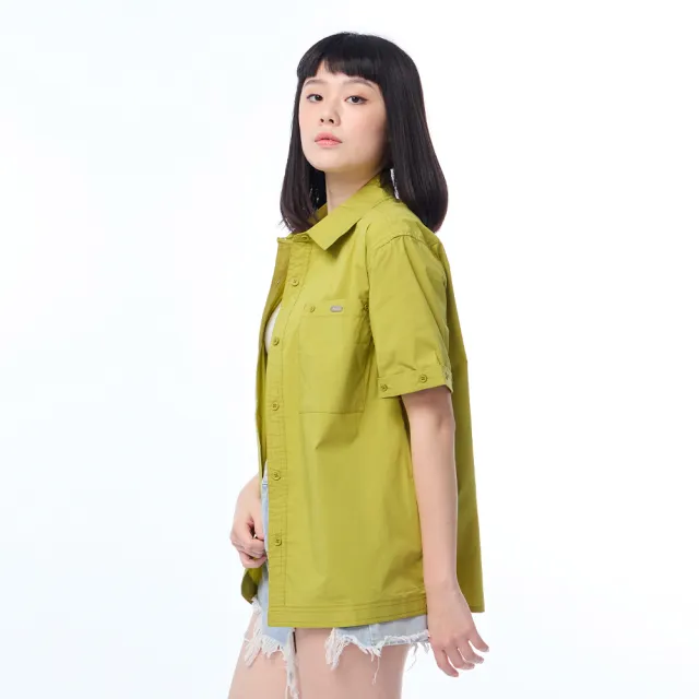 【JEEP】女裝 舒適休閒造型短袖襯衫(綠色)