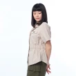 【JEEP】女裝 縮腰設計簡約短袖襯衫(淺卡其)