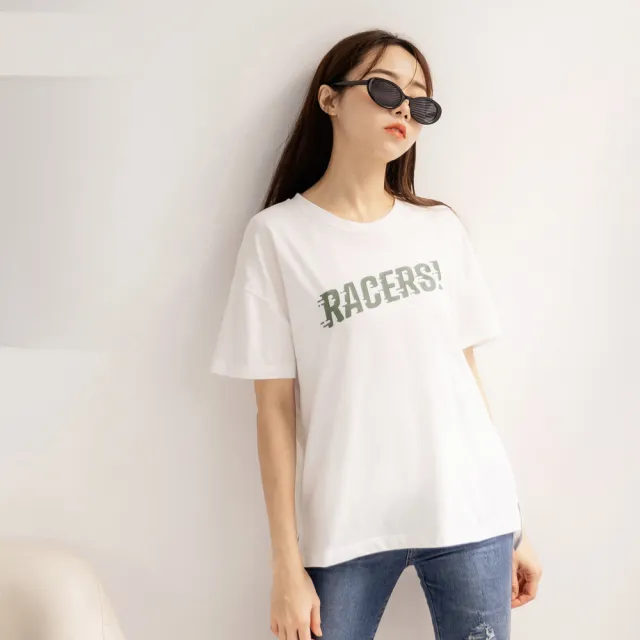 【OB 嚴選】棉質個性印花前短後長短袖上衣 《AB18263》