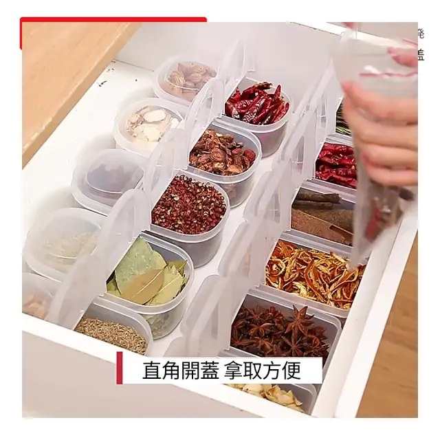 【Dagebeno荷生活】食品級PP材質掀蓋保鮮盒 香料佐料可疊加分類收納盒(單開蓋款6入)