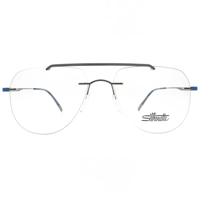 【Silhouette 詩樂】鈦金屬無框雙槓 光學眼鏡(槍 藍#ST5516 EL 6565)