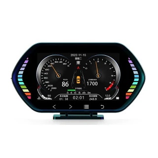 【領先者】F12 4.5吋 液晶儀錶 觸控按鍵 OBD2+GPS+坡度儀 雙系統多功能 汽車抬頭顯示器