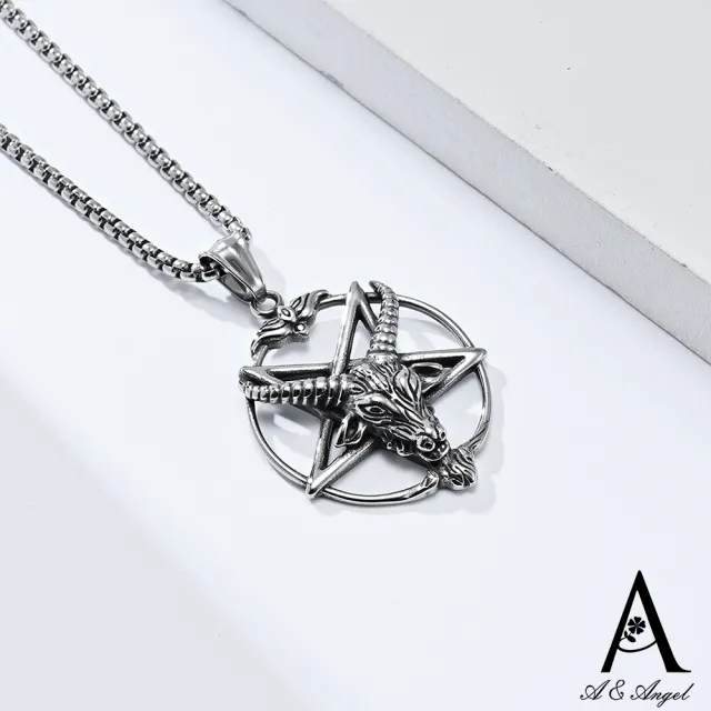 【ANGEL】魔法陣山羊鏤空圈圈中性鈦鋼長項鍊(3色可選)
