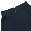 【ILEY 伊蕾】優雅簡約斜紋拼接雪紡寬褲(深藍色；M；1232066770)