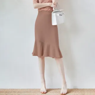 【初色】優雅高腰魚尾半身短裙-共3色-68124(M-2XL可選)