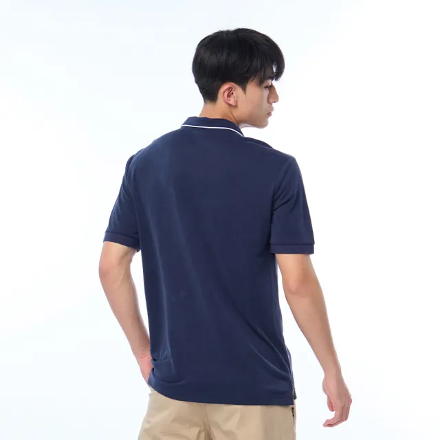 【JEEP】男裝 跳色滾邊短袖POLO衫(深藍)