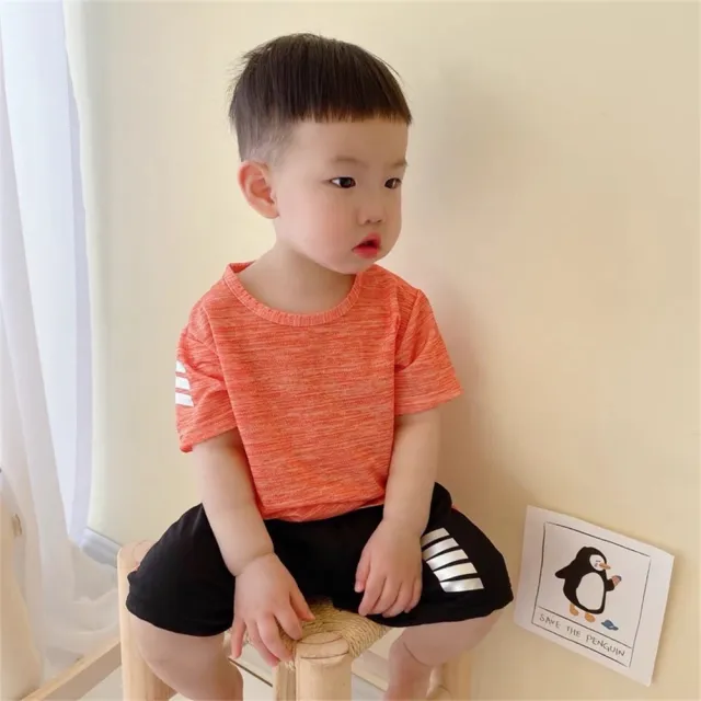 【安朵童舖】現貨韓版兒童夏季短袖速乾運動套裝男童跑步運動休閒套裝寶寶運動短褲女童速乾短袖(023/129)