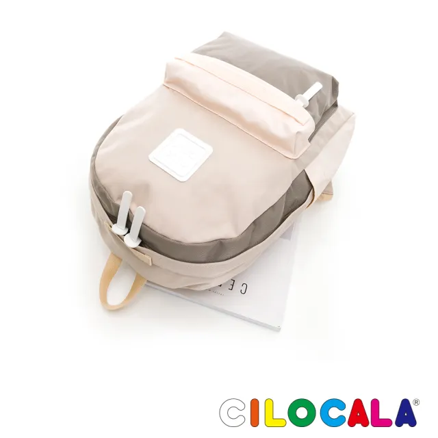 【CILOCALA】CILOCALA限量版亮彩尼龍防潑水COMBI後背包-中大(灰/米色)