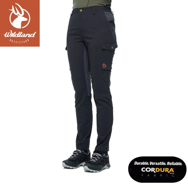 【Wildland 荒野】彈性Cordura四季款拼接褲《黑色》0B02307/機能長褲/直筒褲/休閒(悠遊山水)