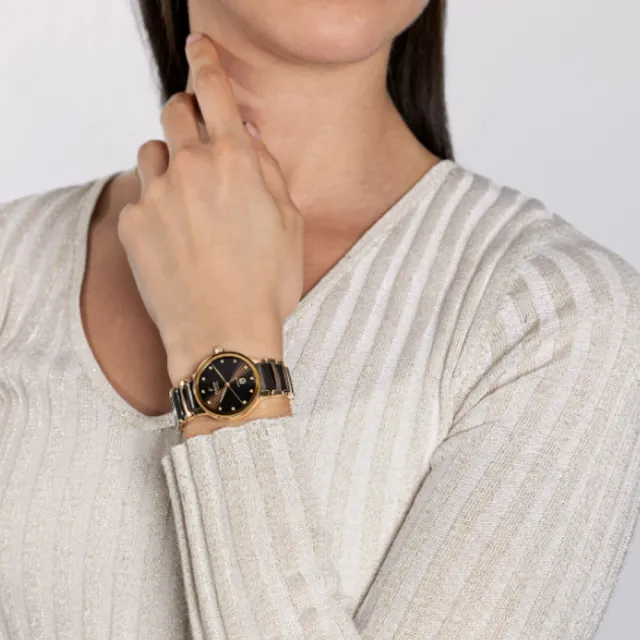 【Rado 雷達表】Centrix晶萃系列 高科技陶瓷真鑽淑女機械錶-棕30.5mmR05(R30019732 防水50米)