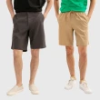 【Hang Ten】買一送一 男裝-鬆緊腰修身百慕達休閒短褲 兩入組(多款選)
