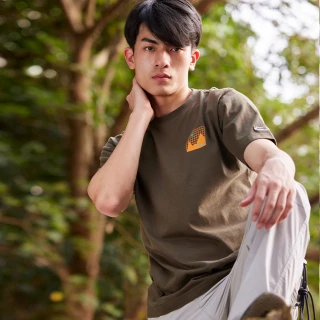 【JEEP】男裝 山脈圖騰印花短袖T恤(綠色)