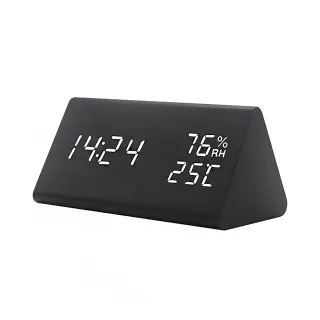 【日常聲活】USB多功能黑木電子鐘(聲控 時鐘 鬧鐘 桌鐘 木質時鐘 日曆)