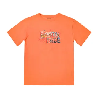 【The North Face 官方旗艦】北面女款橘色風景品牌印花俏皮短袖T恤｜7WEGN6M