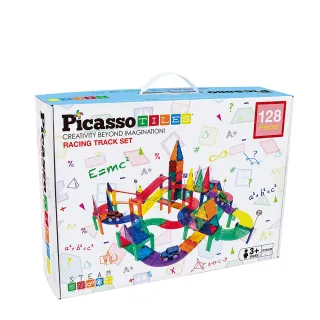 【PicassoTiles】磁力積木-賽車軌道128片(在玩樂中學習 畢卡索 聖誕禮物)