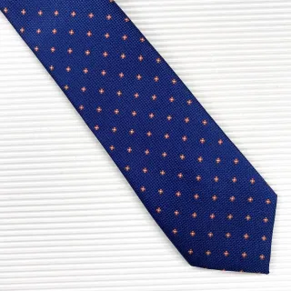 【vivi 領帶家族】流行窄版7cm領帶。手打、拉鍊可選(011905藍橘花)