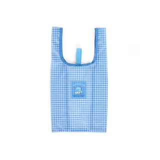 【SANRIO 三麗鷗】可摺疊環保購物袋 S 山姆企鵝 藍格紋