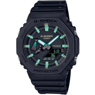 【CASIO 卡西歐】G-SHOCK 八角防護構造雙顯手錶 情人節 禮物(GA-2100RC-1A/速)