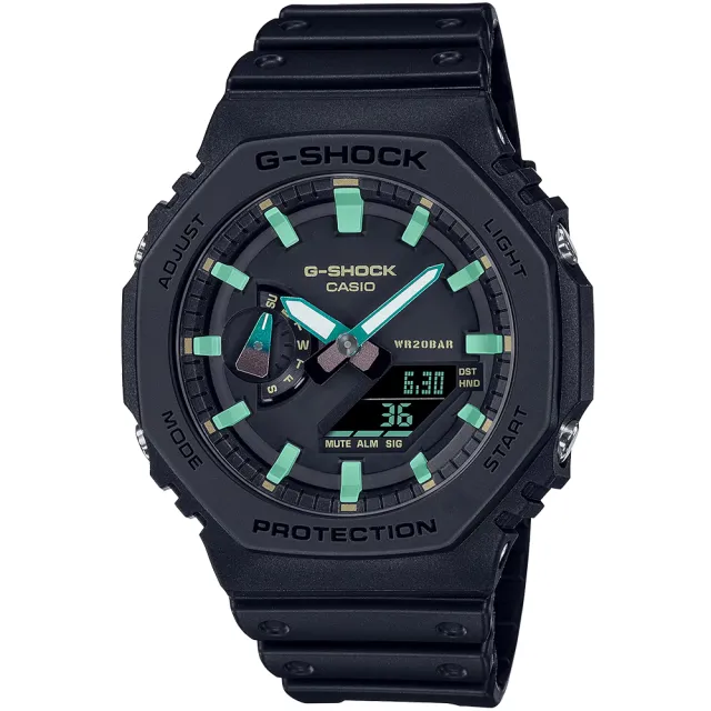 【CASIO 卡西歐】G-SHOCK 八角防護構造雙顯手錶 禮物 開學(GA-2100RC-1A/速)