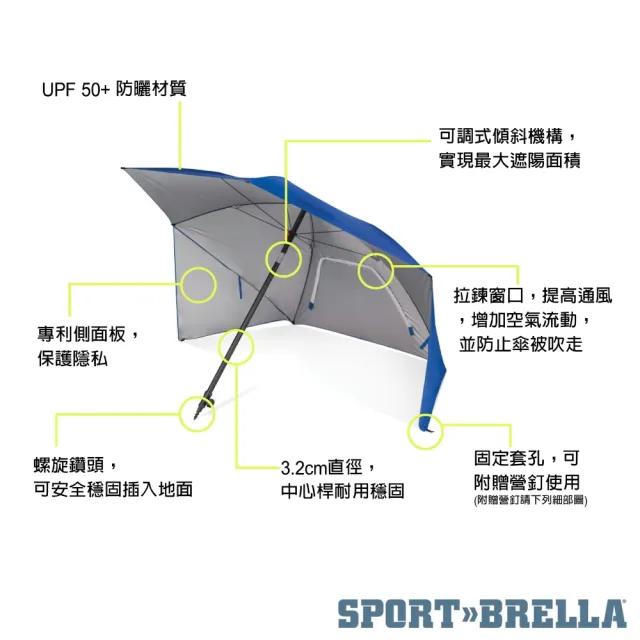 【Sport-Brella】戶外運動傘-奧創款(戶外傘 遮陽傘 抗紫外線遮陽傘 沙灘傘)