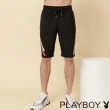 【PLAYBOY】紅白色塊運動短褲(黑色)