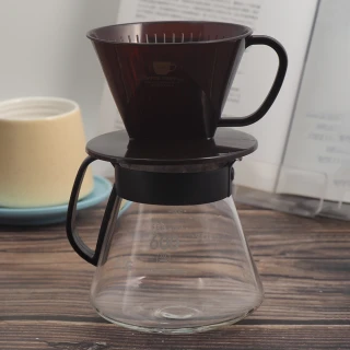 【NAKAYA】日本製NAKAYA扇形咖啡濾杯-2~4人X1+咖啡壺-600mlX1(咖啡濾杯)