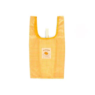【SANRIO 三麗鷗】可摺疊環保購物袋 S 蛋黃哥 橘格紋