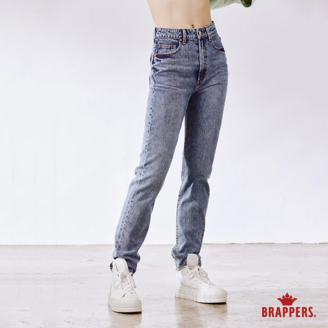 【BRAPPERS】女款 Boy friend系列-高腰全棉九分褲(雪花藍)