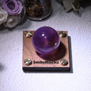 【SmileRocks 石麥】巴西 紫黃晶球 直徑3.6cm(開發智慧水晶 附SmilePad 6x6底板)