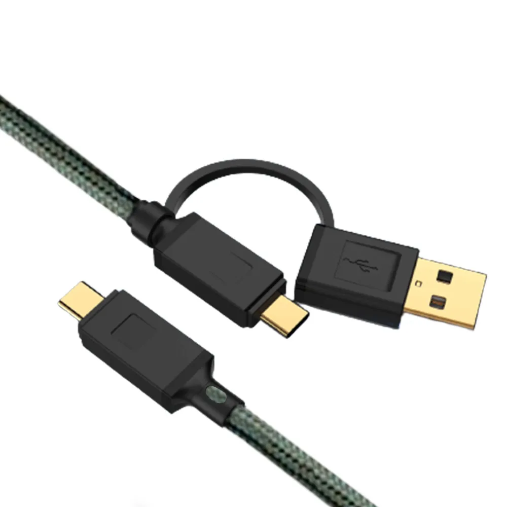 【UniSync】Type-C/USB to Type-C 二合一60W大功率急速快充傳輸線 綠
